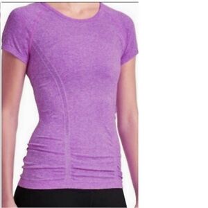 Athleta Purple Fitted Cap Sleeve Ruched Tee